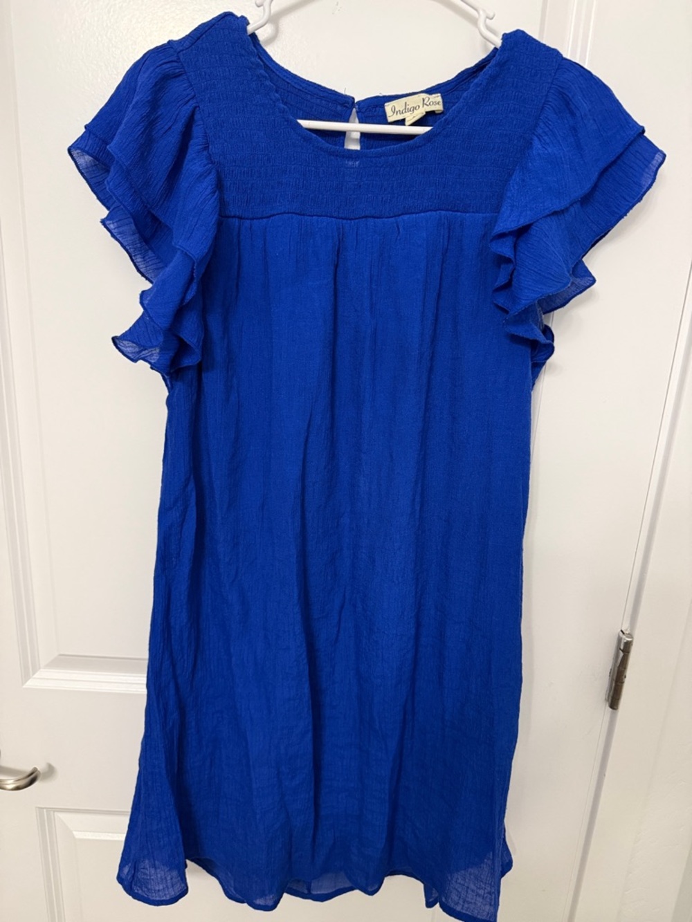 Indigo Rose Royal Blue Ruffled Sleeve Dress
